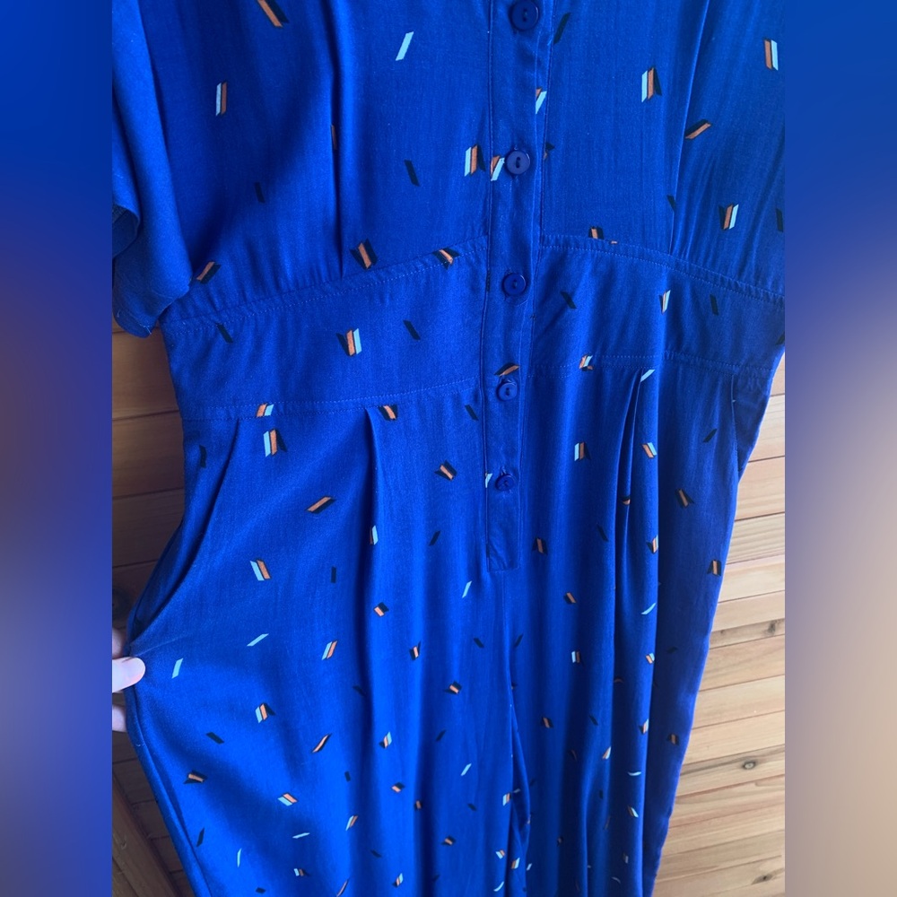 Lush Wide Leg Blue Jumpsuit, Size Medium